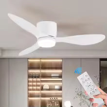 IRALAN Ceiling Fan With Light 6-speed choice Reversible DC motor 3CCT with remote control Whisper Easy Install black/White/Wood