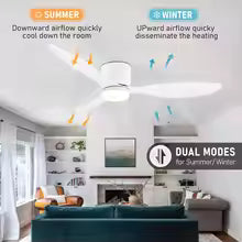 IRALAN Ceiling Fan With Light 6-speed choice Reversible DC motor 3CCT with remote control Whisper Easy Install black/White/Wood