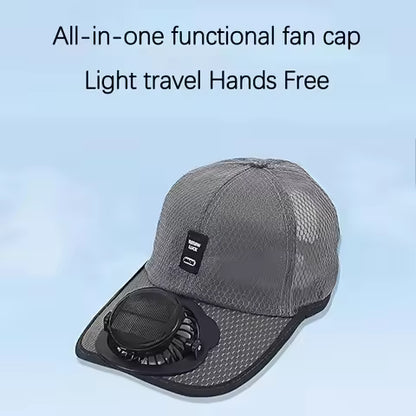 Solar Charging Fan Hat - Breathable Mesh UV Protection Baseball Cap for Men Women, Summer Outdoor Sun Hat