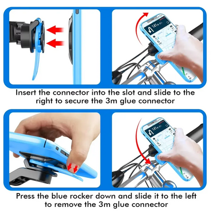 Motorcycle Bike Phone Holder Phone Bracket Vibration Damper Bike Handlebar 360° Rotatable Navigation Support