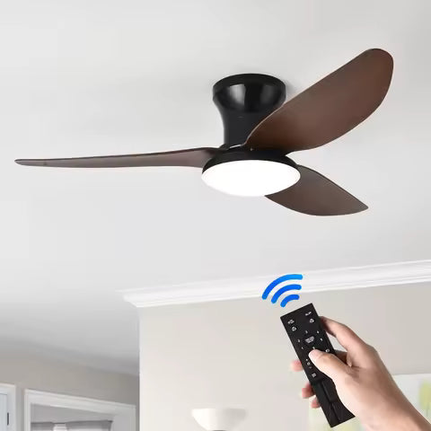 IRALAN Ceiling Fan With Light 6-speed choice Reversible DC motor 3CCT with remote control Whisper Easy Install black/White/Wood