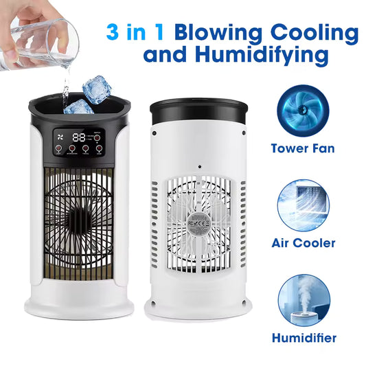 3 in 1 Portable Air Cooler with Humidifier 6 Wind Speed Fast Cooling Air Conditioner Misting Fan for Home Office Kitchen Desktop