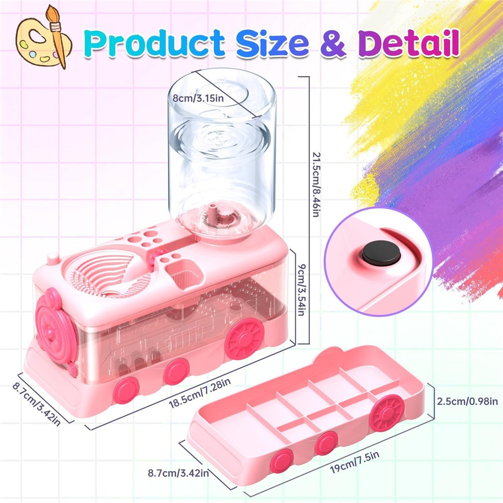 2026New Paint Brush Cleaner Tool with Tray,Upgraded 4-in-1 Painting Supplies with Drain,Brush HolderandBrush Holder with Palette