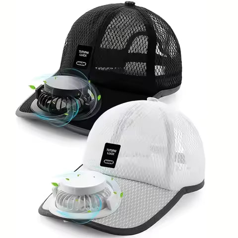 Solar Charging Fan Hat - Breathable Mesh UV Protection Baseball Cap for Men Women, Summer Outdoor Sun Hat