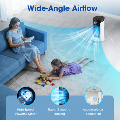 3 in 1 Portable Air Cooler with Humidifier 6 Wind Speed Fast Cooling Air Conditioner Misting Fan for Home Office Kitchen Desktop