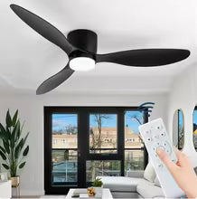 IRALAN Ceiling Fan With Light 6-speed choice Reversible DC motor 3CCT with remote control Whisper Easy Install black/White/Wood