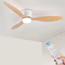 IRALAN Ceiling Fan With Light 6-speed choice Reversible DC motor 3CCT with remote control Whisper Easy Install black/White/Wood