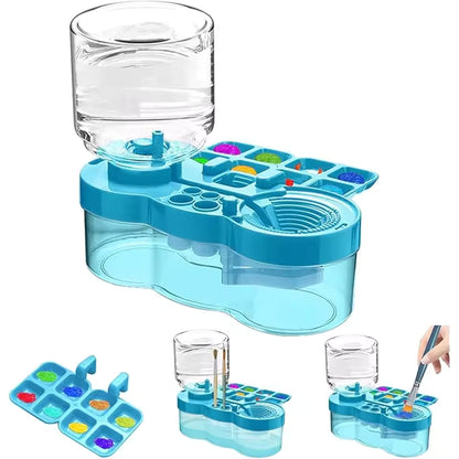 2026New Paint Brush Cleaner Tool with Tray,Upgraded 4-in-1 Painting Supplies with Drain,Brush HolderandBrush Holder with Palette