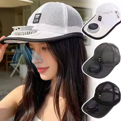 Solar Charging Fan Hat - Breathable Mesh UV Protection Baseball Cap for Men Women, Summer Outdoor Sun Hat